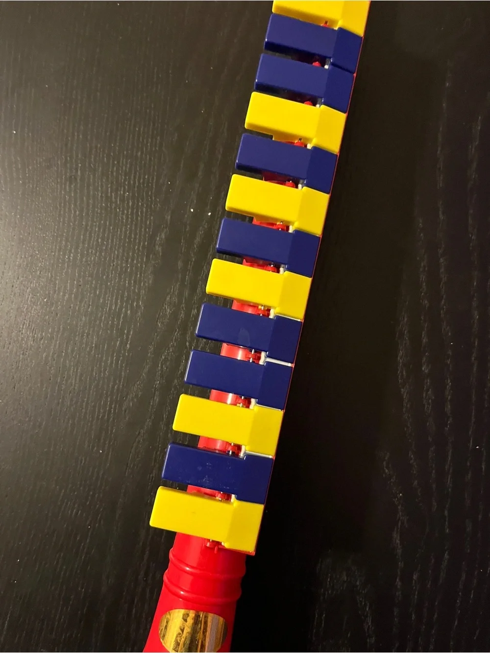 Vintage Toy Saxophone Clarinet Red Blue Yellow Plastic Keyed Horn 12”